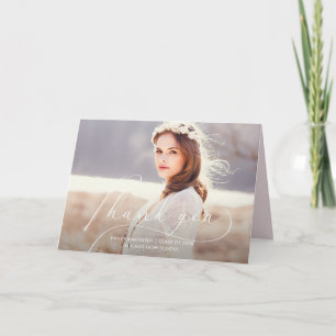 Elegant Blush Graduation Thank You Photo Card