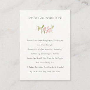 Elegant Blush Green Berries Foliage Jewellery Care Business Card