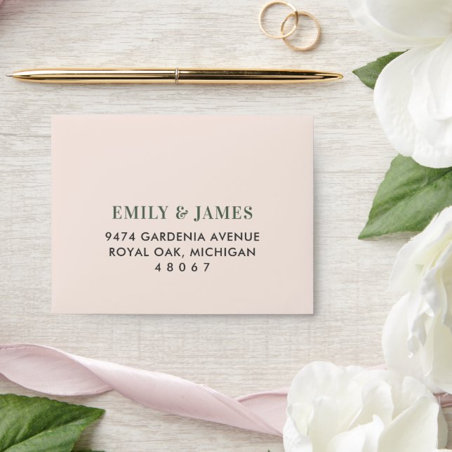 Elegant Blush Green Floral Greenery RSVP Envelope (Wedding)