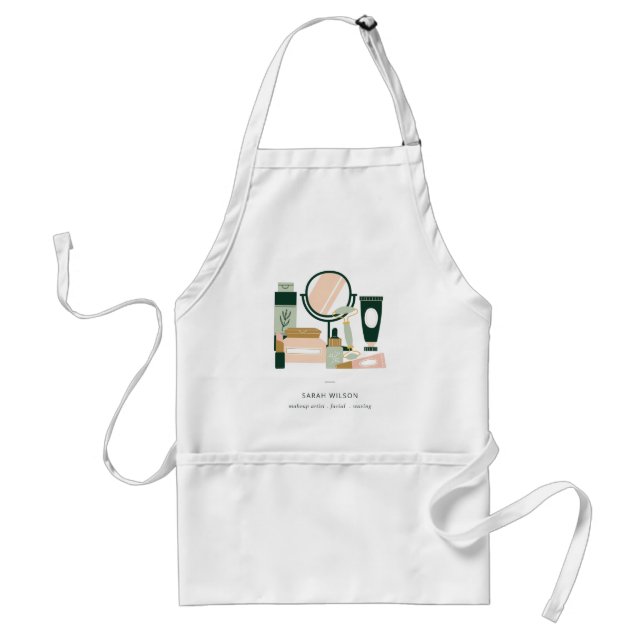 Elegant Blush Green Makeup Artist Cosmologist Standard Apron (Front)