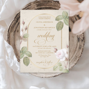 Elegant Blush & Greenery Floral Arch Wedding    Invitation