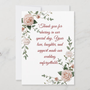 Elegant Blush & Greenery Wedding Thank-You Card