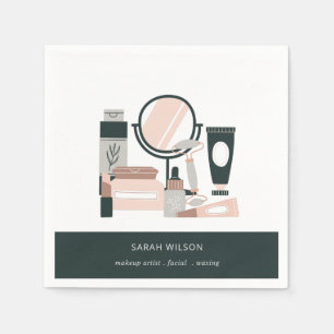 Elegant Blush Grey Makeup Artist Cosmologist Napkin