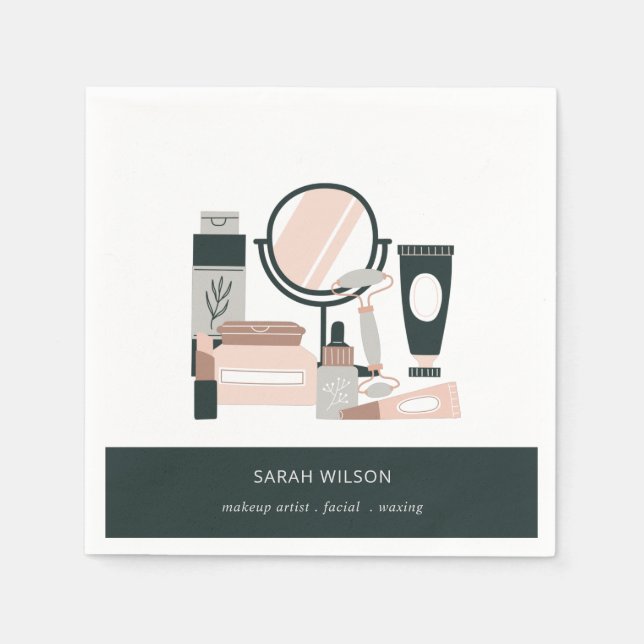 Elegant Blush Grey Makeup Artist Cosmologist Napkin (Front)
