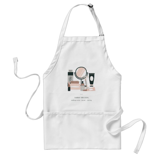 Elegant Blush Grey Makeup Artist Cosmologist Standard Apron (Front)