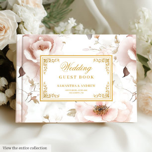 Elegant Blush Ivory Gold Watercolor Guest Book