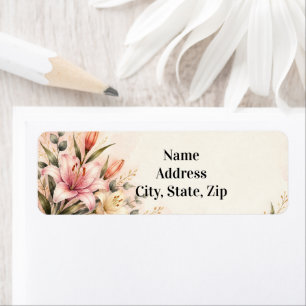 Elegant Blush Lily and Gold Botanical