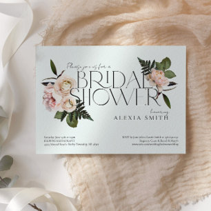 Elegant Blush Modern Floral Bridal Shower Invitation