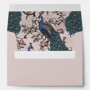 Elegant Blush Monogrammed Peacock Return Address Envelope