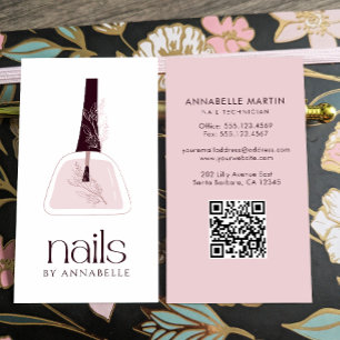 Elegant Blush Nail Technician  Business Card