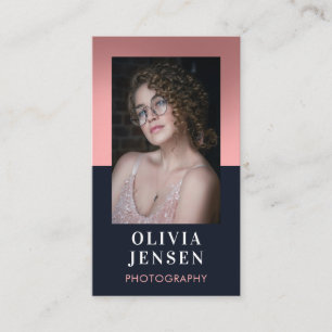 Elegant Blush & Navy Professional Photography Business Card