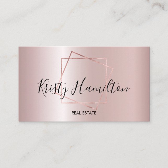 Elegant Blush & Navy Professional Real Estate  Business Card (Front)