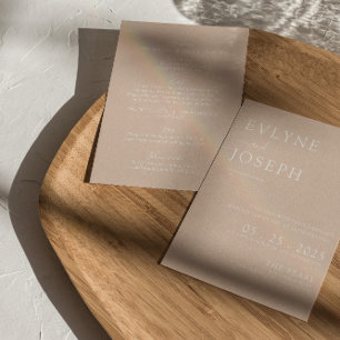 Elegant Blush Neutral Minimalist Boho Wedding  Invitation