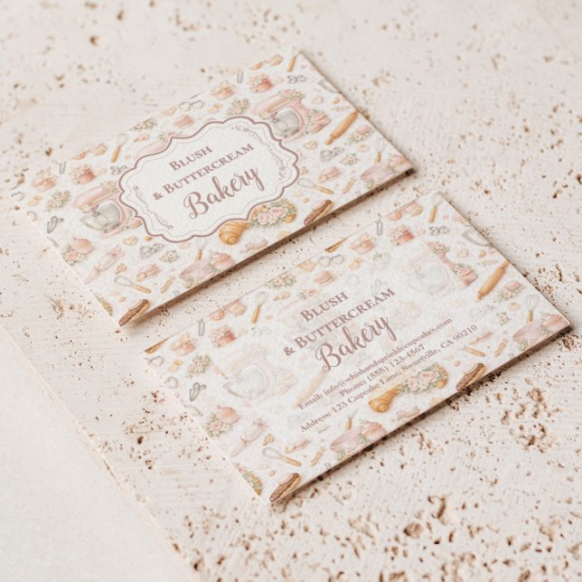 Elegant Blush Patisserie Bakery Business Card (Creator Uploaded)