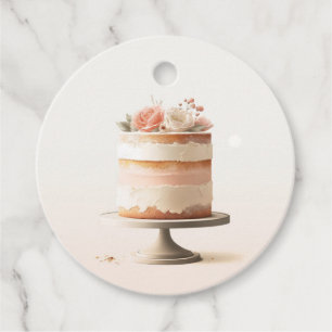 Elegant Blush Peach Floral Cake Bridal Shower  Favour Tags