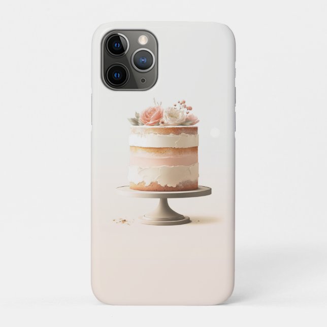Elegant Blush Peach Floral Cake Kitchen Bakery Case-Mate iPhone Case (Back)