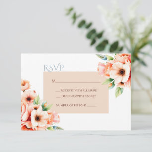 Elegant Blush Peach Floral RSVP Response Card