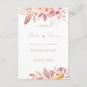 : Elegant Blush & Peach Rose Wedding Invite