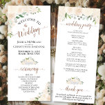 Elegant Blush Peach Watercolor Floral Wedding Programme<br><div class="desc">This beautiful wedding program features an elegant floral boho chic design with hand painted roses in shades of champagne, blush, or very pale peach on a white background. The titles are written in fancy script calligraphy, and there is space for your ceremony and wedding party details, as well as a...</div>