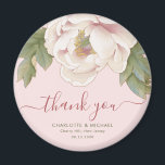 Elegant Blush Peony Floral Thank You Wedding Favou Magnet<br><div class="desc">The Elegant Blush Peony Floral Thank You Wedding Favour magnet features blush pink watercolor peony flowers and modern script, against a subtle soft pink background, adding a gentle contrast and enhancing their natural beauty and elegance. ♥ View the collection on this page to find matching products. ♥Customise it with your...</div>