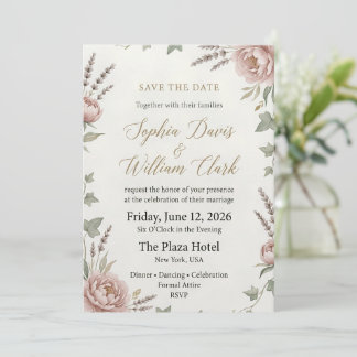 Elegant Blush Peony Wedding Save the Date