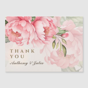 Elegant Blush Peony Wedding Thank You Magnet