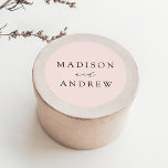 Elegant Blush Personalised Wedding Classic Round Sticker<br><div class="desc">Seal your invitation envelopes or favours with our elegant wedding stickers. The custom wedding stickers feature your names in a black calligraphy script with a blush background or colour of your choice. Design coordinates with our Modern Elegance wedding collection.</div>