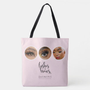 Elegant Blush Pink 3 Photo Lash & Brow Artist Tote Bag
