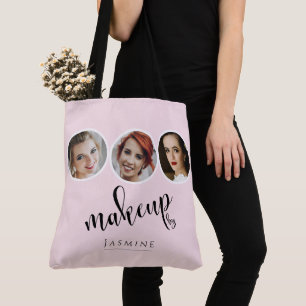 Elegant Blush Pink 3 Photo MUA Makeup Artist Tote Bag