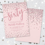 Elegant Blush Pink 60th Birthday Invitation<br><div class="desc">Introducing a chic and celebratory 60th birthday party invitation, perfect for marking this special milestone in style. The updated design features a soft blush pink background on both the front and back, paired with elegant rose gold fonts throughout. At the top, "Sixty" is prominently displayed in bold calligraphy, setting the...</div>