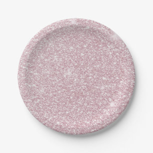 Elegant blush pink abstract trendy girly glitter paper plate