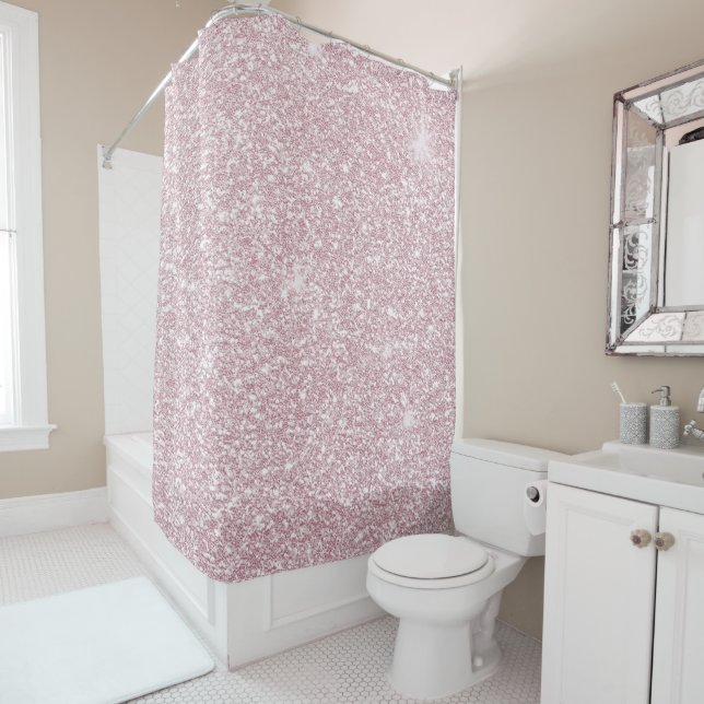 Elegant blush pink abstract trendy girly glitter shower curtain (In Situ)