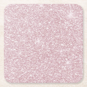 Elegant blush pink abstract trendy girly glitter square paper coaster