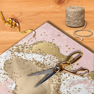 Elegant Blush Pink Agate Stone Gold Glitter Inlay Tissue Paper