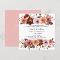 Elegant Blush Pink and Burgundy Floral Quinceañera