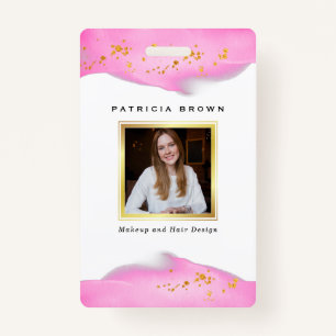 Elegant Blush Pink And Gold Glitter ID Badge