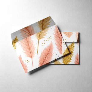Elegant Blush Pink and Gold Glitter Pampas Grass  Envelope
