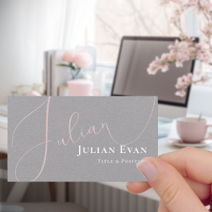 Elegant Blush Pink and Grey Business Card
