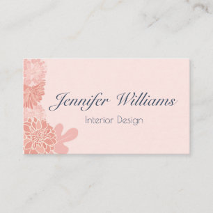 Elegant blush pink and navy blue floral business card