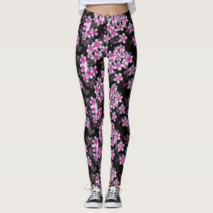 Elegant Blush Pink And White Flower Leggings