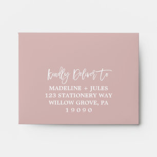 Elegant Blush Pink and White Printed Address RSVP Envelopes