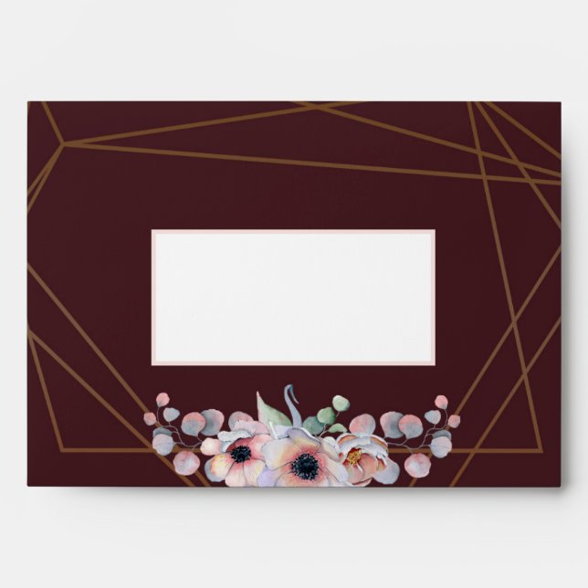 Elegant Blush Pink Anemone Floral Geometric Frames Envelope (Front)
