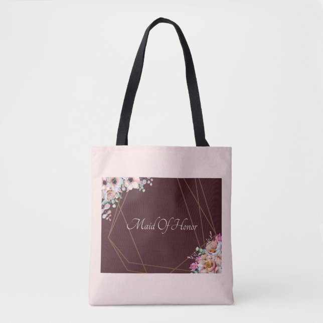 Elegant Blush Pink Anemone Floral Geometric Frames Tote Bag (Front)