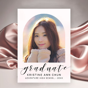 Elegant Blush Pink Arch 2025 Photo Graduation Announcement