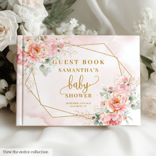 Elegant blush pink baby shower girl guest book