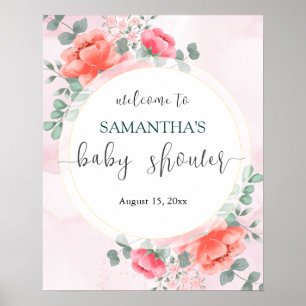 Elegant Blush pink baby shower welcome sign 