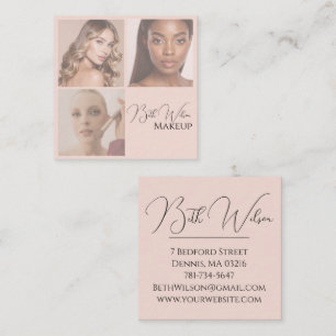 Elegant Blush Pink Beauty Business Photo Square Card