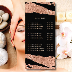 Elegant Blush Pink Black Modern Salon Business Spa Rack Card