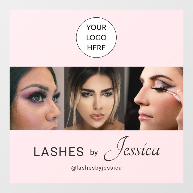 Elegant Blush Pink Black Script 3 Photo Lashes (Sheet)