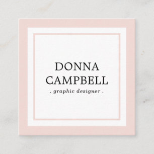 Elegant Blush Pink Border Professional Minimalist Square Business Card